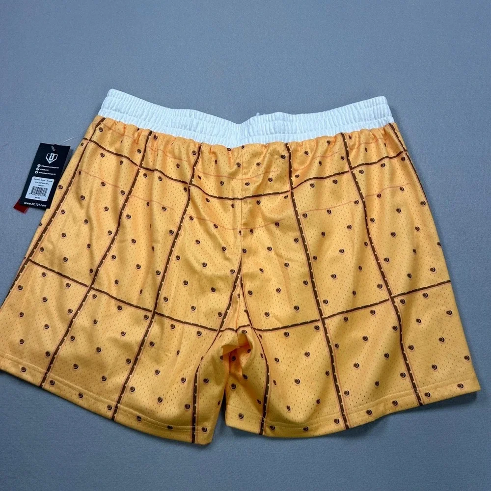Baseball Lifestyle 101 Mens Smores Mesh Athletic Shorts Graham‎ Cracker Orange